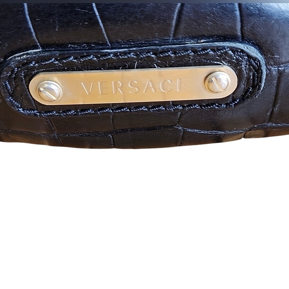 Versace Black Croc-Embossed Women's Bag - Picture 2 of 9